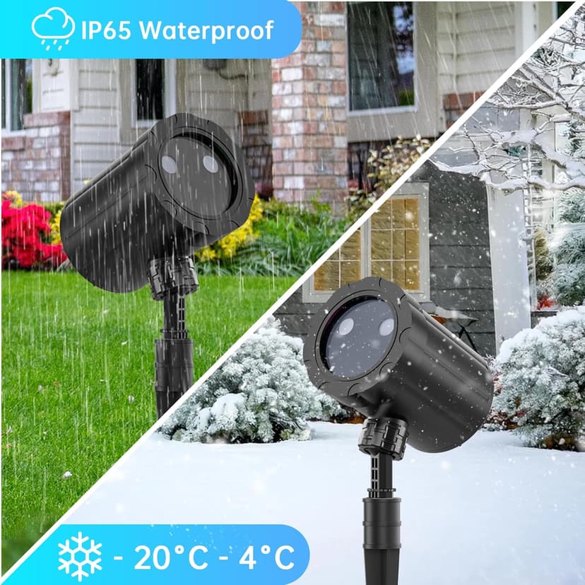 Christmas Projector Lights Outdoor, LED Waterproof Projector Lights, 3 Modes with Remote Control Outdoor Christmas Projector for Christmas Decorations Outdoor Yard Holiday Party, HT-LL-02