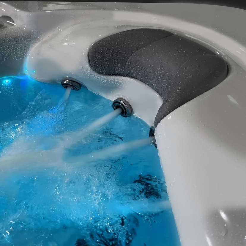 Destination Outdoor Hot Tub, 5-Person 59-Jet 80-Port 4-Pump Lounger Spa with Waterfall Arch and Bluetooth Stereo by Aqualife by Strong Spas