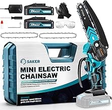 Saker Mini Chainsaw,6 Inch Portable Electric Chainsaw Cordless, Small Handheld Chain saw for Tree Branches,Courtyard, Household and Garden,By 2PCS 20V 1500mAh Batteries,Extra 3 PCS Chain