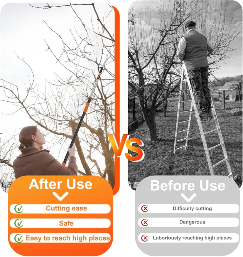 26FT Pole Saw, Telescoping Tree Trimmer with 5-20FT Extension Pole, Manual Branches Pruner for Backyard