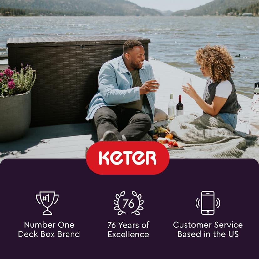 Keter Java XXL 230 Gallon Resin Large Outdoor Storage Box for Patio Storage Box, Outdoor Cushions, Garden Tools and Pool Floats, Dark Grey