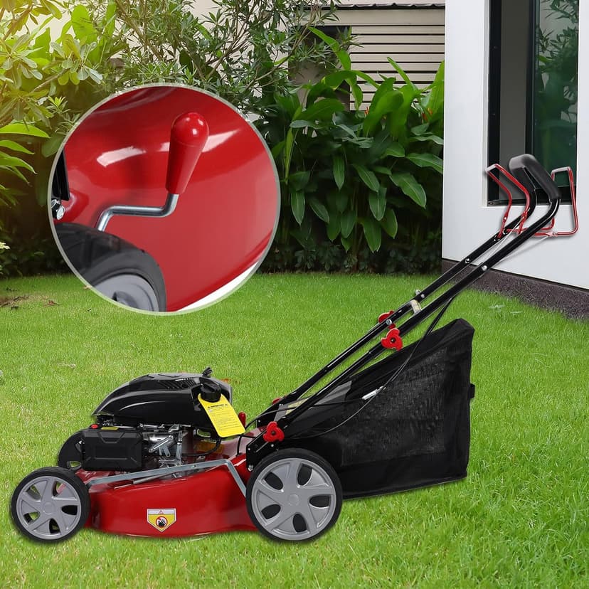 Self Propelled Gas Lawn Mower, 141cc Gas Engine Lawn Mower with 20 Inches Blade, Walk-Behind Lawn Mower, Cordless Lawn Mower Push Lawn Mower with 50L Grass Tank, Big Wheels, USA Fast Arrival
