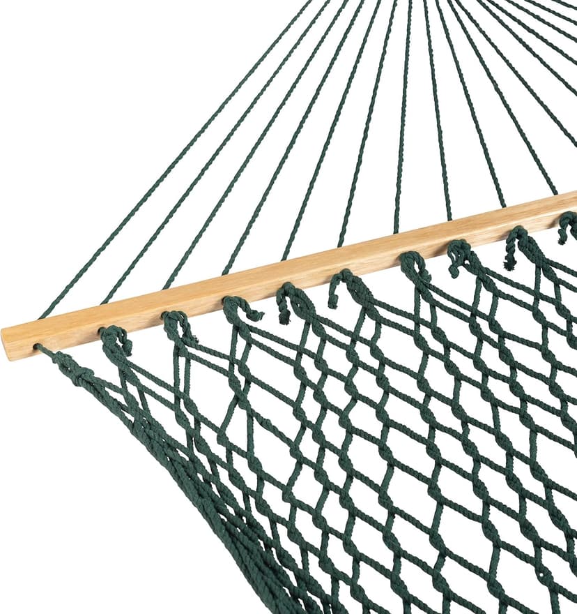 Bliss Hammocks BH-410GR 60in Wide Cotton Rope, Indoor Outdoor Poolside Patio Backyard Hammock, Includes Chains & Hooks, Eco Friendly Polyester, Hardwood Spreader, 450 Pound Capacity, Green