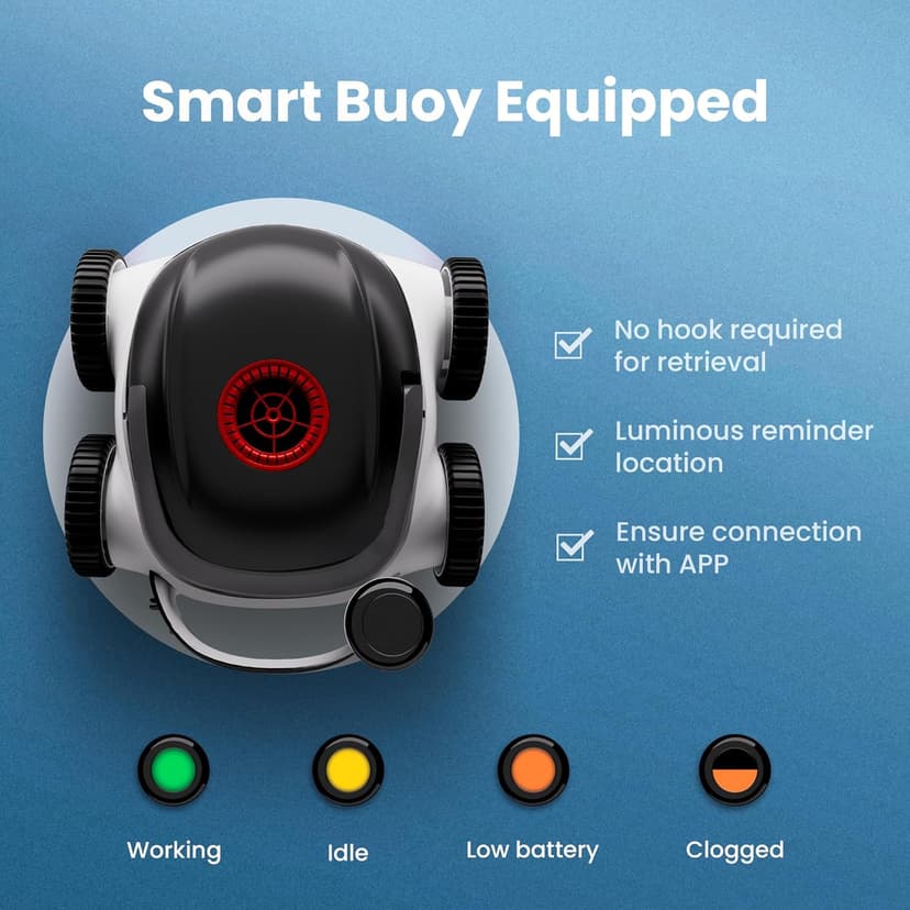 (2025 Upgrade)Higgsinno Cordless Robotic Pool Cleaner, Automatic Pool Robot Vacuum with App, Lasts up to 240 Mins, Ultra-fine Dual Filter Ideal for Above/In-Ground Pool up to 1,076 Sq.ft, ezSpirit 01