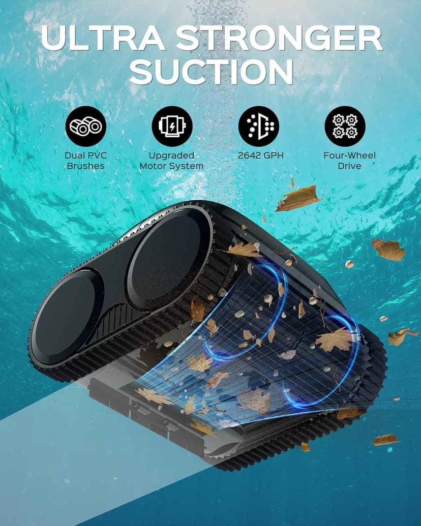 WYBOT C1 Cordless Pool Vacuum for Inground Pools, Robotic Pool Cleaner 150-Min Runtime, Wall Climbing, Triple-Motor, Intelligent Route Planning, Ideal for Pools Up to 1,614 Sq. Ft