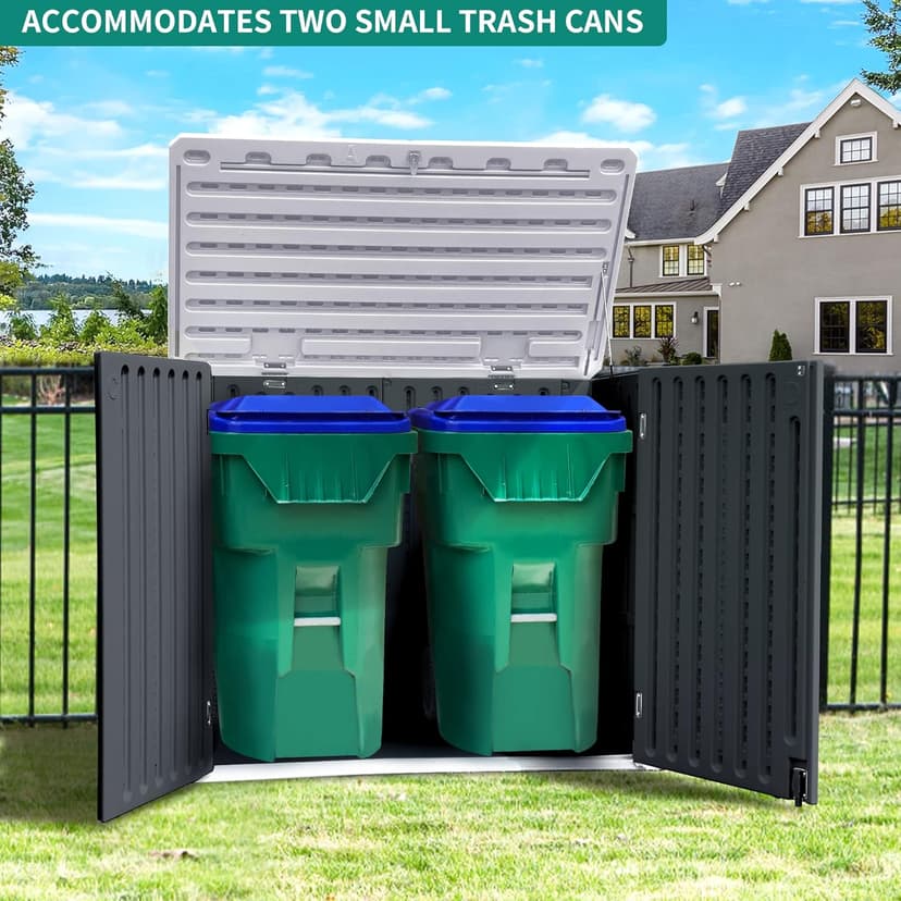 YITAHOME Outdoor Horizontal Storage Sheds w/o Shelf, Weather Resistant Resin Tool Shed, Multi-Opening Door for Storage of Bike, Trash Cans, Garden Tools, 35 cu ft, Waterproof, Lockable, Dark Gray