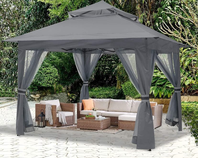 ABCCANOPY Pop Up Gazebo 13x13 - Outdoor Canopy Tent with Mosquito Netting for Patio Garden Backyard(Gray)