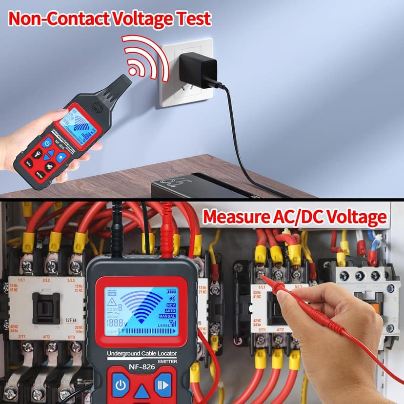 Underground Cable Wire Locator, RockyMars Cable Tester Wire Tracker, Detect Cables, NF826 Underground Wire Locator for Dog Fence Cables, Wire Detector Test Short Circuit Breaker of Wall