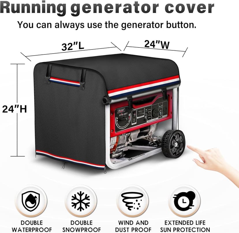 900D+210D Thickened Generator Cover. Top can be Opened to Add Fuel. 32x24x24 Inches. All-round protection. Black.