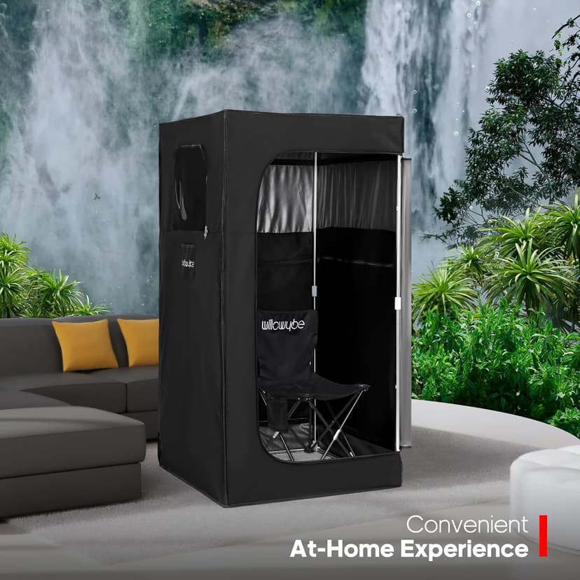 WILLOWYBE Portable Infrared Sauna for Home with 6 Heating Plates, Sauna Tent, Foot Heating Pad and LED Warm Light, Dry Infrared Sauna Box for Full Body, Personal Home Spa