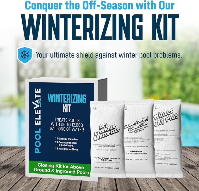 Winter Closing Kit - Winterizing for Above Ground & In-Ground Pools up to 12,000 Gallons: Protect Your at The end of Season with Our 3-in-one Maintenance