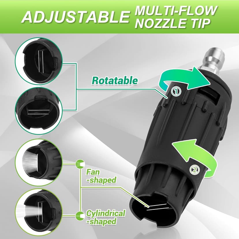 JOEJET Pressure Washer Tips, Adjustable Pressure Washer Nozzle with 5 Spray Nozzle Tips, 1/4 Inch Quick Connect, 3000 PSI