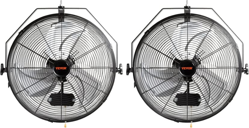 VEVOR 18 Inch Wall Mount Fan, 3-Speed IP44 Waterproof Industrial Fan, Max. 4150 CFM for Outdoor, Commercial, Residential, Greenhouse, Workshop, ETL Listed, 2-Pack