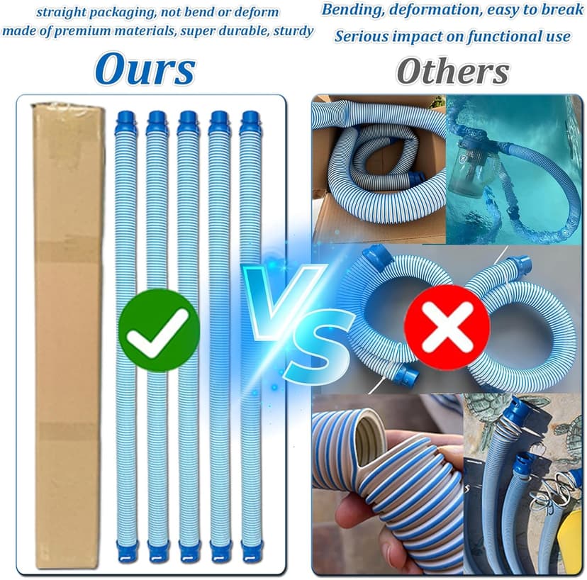 One Year Warranty 5 Pack Premium R0527700 Pool Cleaner Hoses, Twist Lock Pool Vacuum Hose Replacement Kit Compatible with Zodiac Baracuda MX6,MX8,X7,T3,T5 Swimming Pool Cleaner