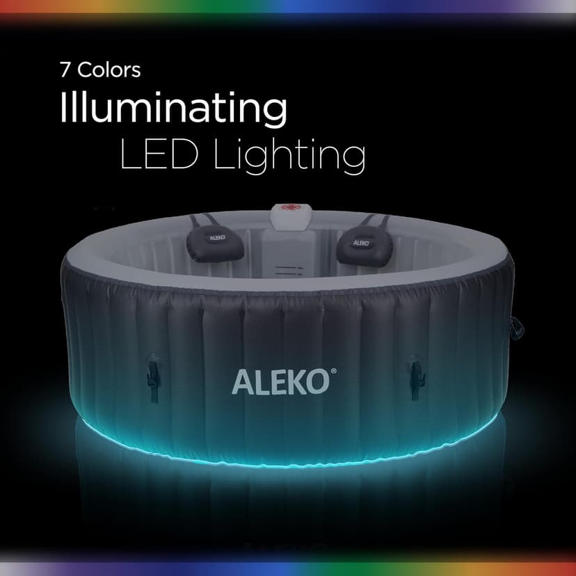 ALEKO Diamond 4-Person Inflatable Jetted Hot Tub | 120 Soothing Bubble Jets | Energy Efficient Cover | LED Lights with 7 Lights | 360-Degree Bubble Massage | 211 Gallon Water Capacity