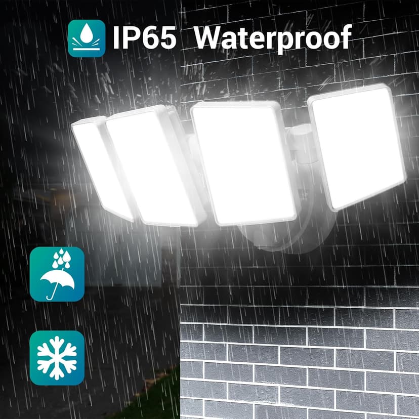 USTELLAR 100W 10000lm Floods Light Outdoor, Switch Controlled LED Security Lights with 4 Adjustable Heads, 5000K Daylight, IP65 Waterproof, Bright Exterior LED Flood Light Hardwired Yard-White