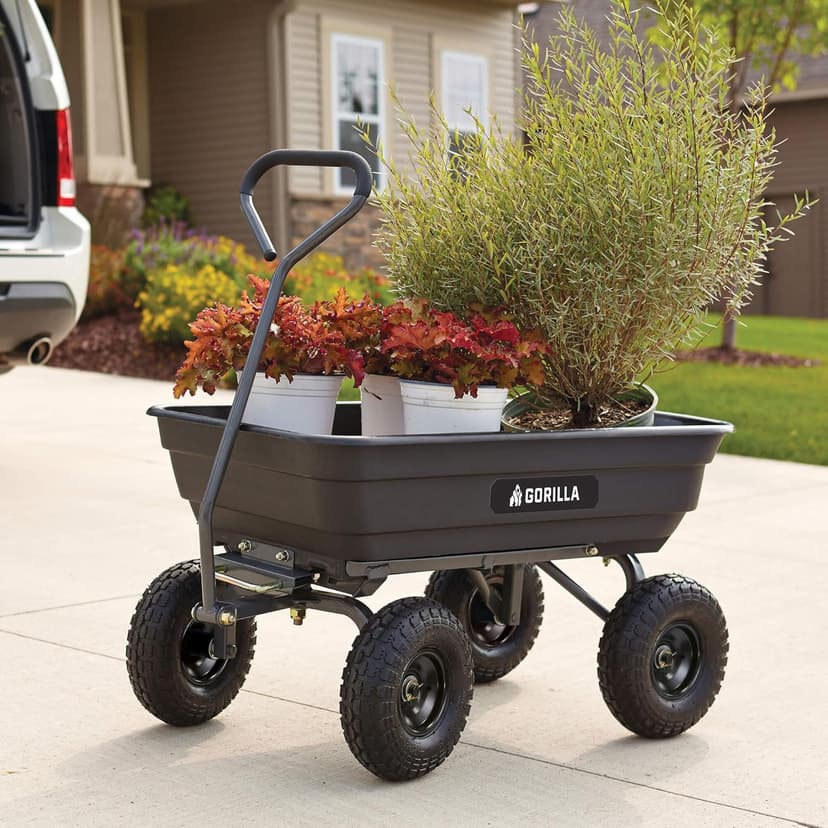 Gorilla Carts Utility Cart with Steel Frame, 600 Pound Capacity, and 10 Inch Tires