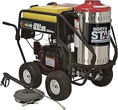 North Star Hot Water & Wet Steam Pressure Washer with Power Nozzles, Lance, Washing Gun, and Hose - Gas Powered, 3000 PSI, 4 GPM, Electric Start Honda Engine