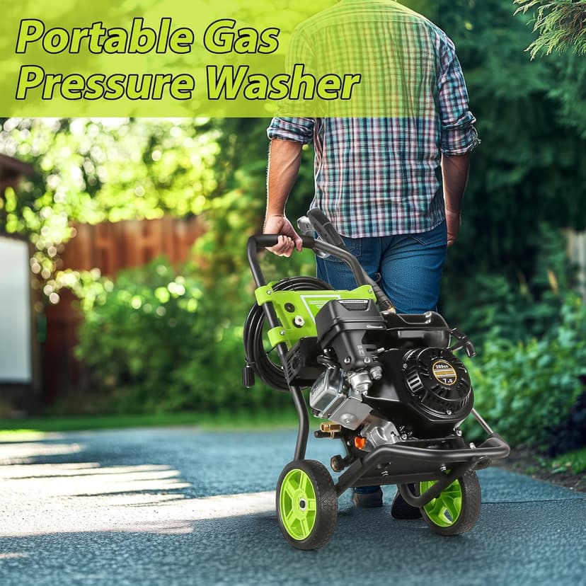 TEANDE Gas Pressure Washer 4200PSI 4.0GPM Power Washer Gas Powered 209CC Engine w/ 5 QC Nozzles, Soap Tank, 25ft Hose for Cleaning Car Driveway Fence Furniture, EPA/CARB/ETL Compliant