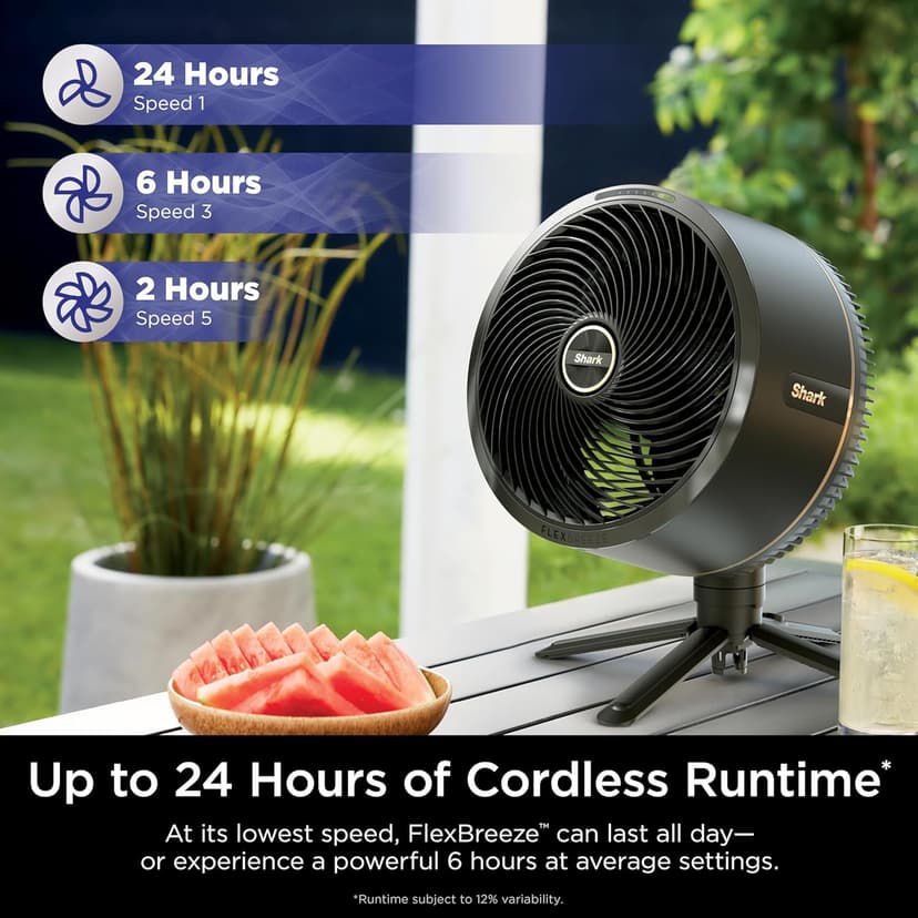 Shark FlexBreeze Fan - Indoor & outdoor oscillating fan, pedestal & tabletop, corded & cordless portable fan with outdoor InstaCool misting attachment - FA222