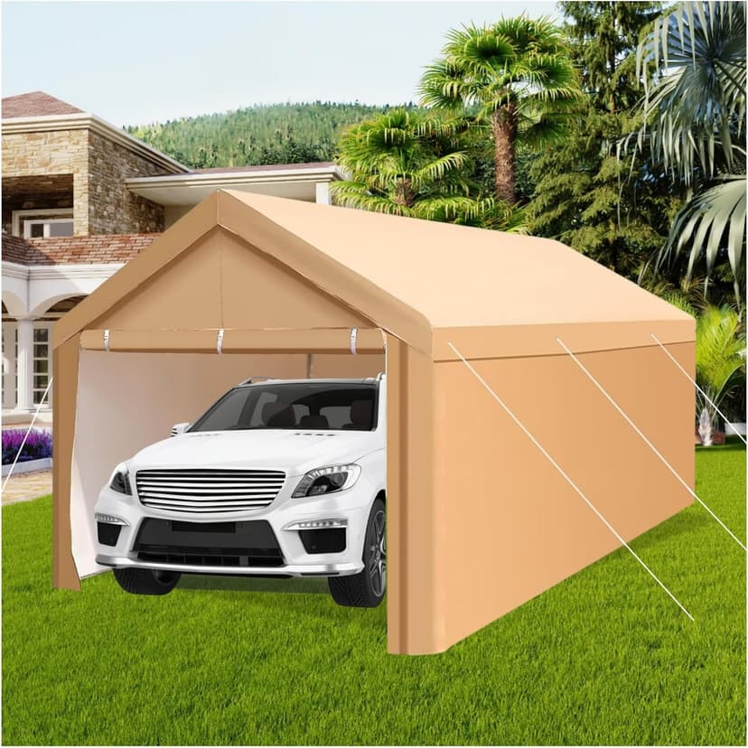 MFSTUDIO Carport 10x20 ft, Heavy Duty Carports Car Canopy Tent with Removable Sidewalls Doors, Portable Garage Waterproof UV-Resistant Car Ports for Camping SUV, Cars, Trucks, Boats, and Vehicles