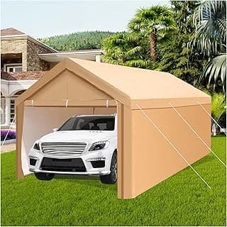 MFSTUDIO Carport 10x20 ft, Heavy Duty Carports Car Canopy Tent with Removable Sidewalls Doors, Portable Garage Waterproof UV-Resistant Car Ports for Camping SUV, Cars, Trucks, Boats, and Vehicles