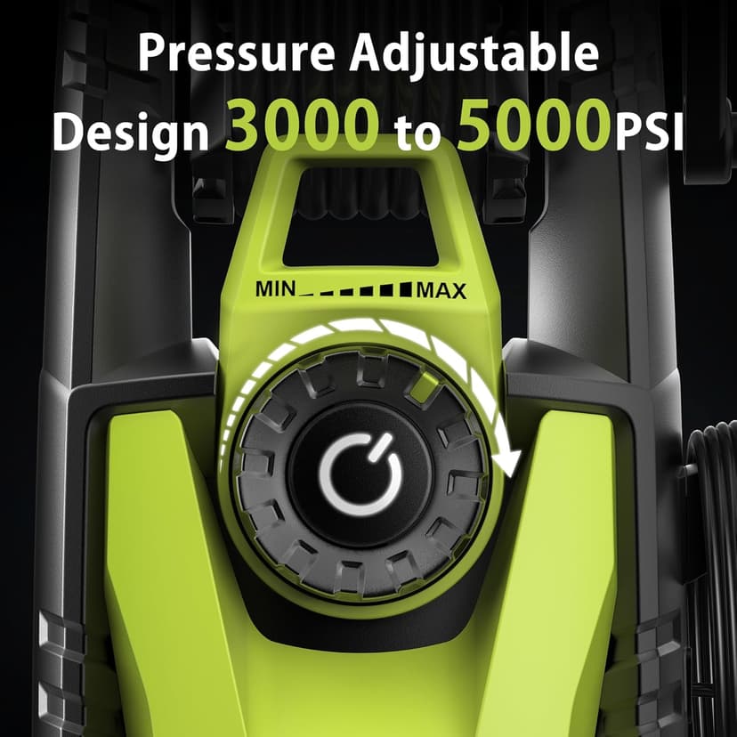 Pressure Washer, Adjustable 5000 Max PSI 2.5 Max GPM, Power Washer with 33 FT Hose Reel, Steel Wand, 500ml Foam Cannon, 4-Nozzle Set, Electric Pressure Washer for Cars, Fences, Patios