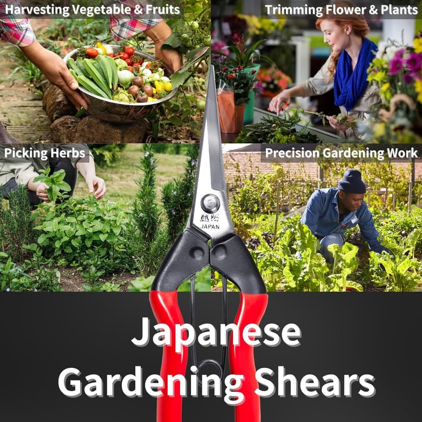 Japanese Trimming Scissors 7.2" Precision Pruning Shears with Pointed Tips, Razor-Sharp Japanese Stainless Steel Blade, Non-Slip Spring-Loaded Handle, Made in Japan