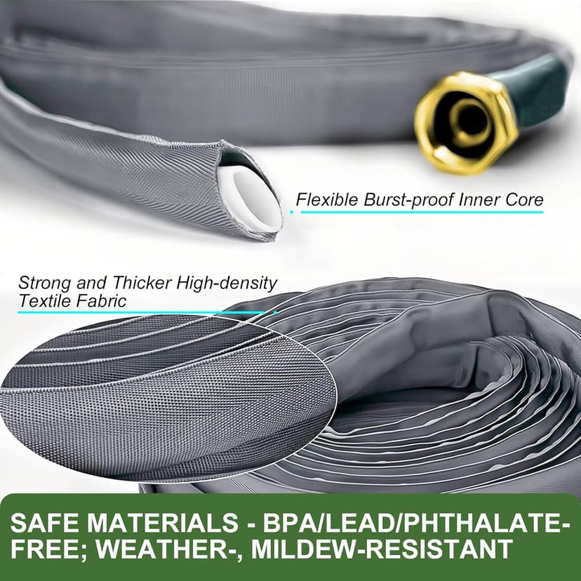 2025 Upgraded 50FT Non-Expanding Garden Hose, Ultra-Light & Flexible Water Hose - Burst-Resistant, Kink-Free, High-Pressure, All-Weather Use for Lawns, Gardens, and Outdoor Cleaning
