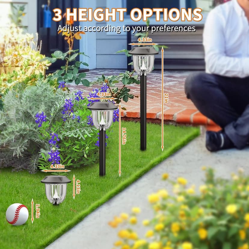 SUPER BRIGHT 10 Pack Solar Lights Outdoor IP65 Waterproof,HIGH-POWER LED Solar lights for Outside,Landscape Lighting,Garden Decorative for Yard,Patio,Landscape,Pathway,Sidewalk,Driveway,Lawn (Warm)
