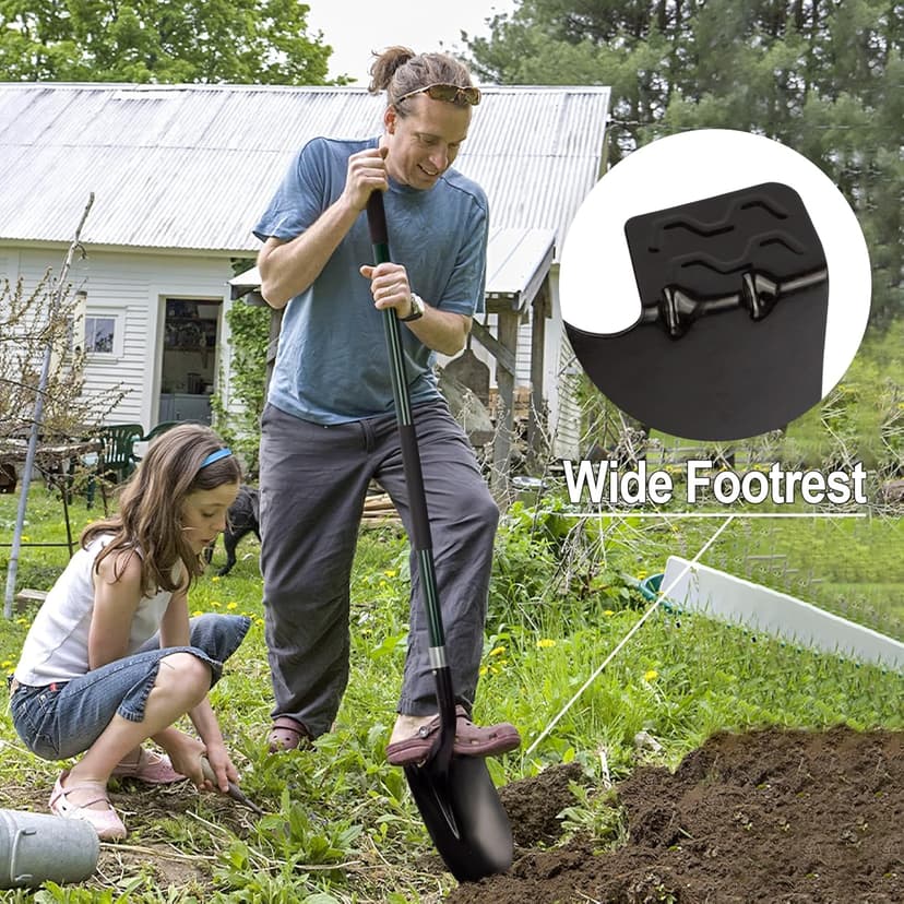 Shovel for Digging, 56 Inches Heavy Duty Shovel for Gardening, Round Shovel for Digging with Fiberglass Handle (Green)