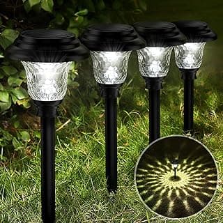 Glass Solar Lights Outdoor, 8 Pack Super Bright Solar Pathway Lights, Up to 12 Hrs Long Last Auto On/Off Garden Lights Solar Powered Waterproof, Stainless Steel LED Landscape Lighting for Yard
