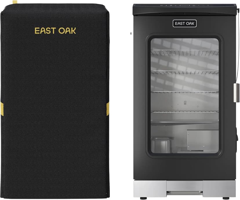 EAST OAK 30-Inch Electric Smoker with Visualization Glass Door and Cover, Smoker with Side Wood Chip Loader and Heavy Duty 600D PVC Waterproof UV-resistant Smoker Grill Cover for Camping BBQ Picnic