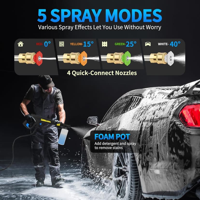 Electric Pressure Washer 4800 PSI 3.5 GPM, 2000W High Pressure Power Washer with 4 Nozzles & Foam Cannon, Portable Cleaner for Car, Driveway, Patio, Fence, Outdoor Cleaning