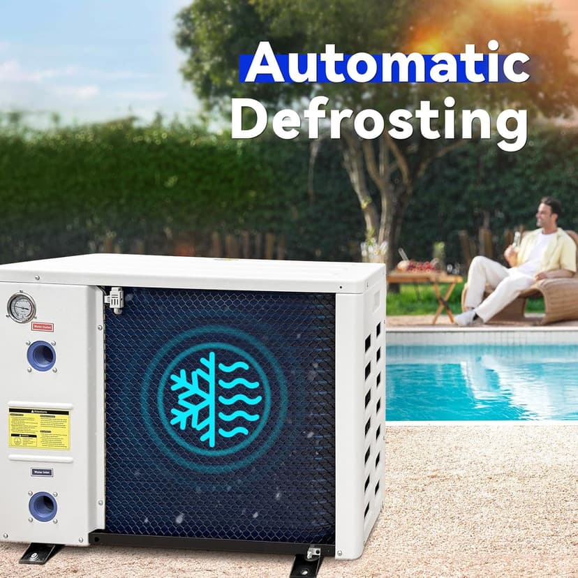 Aquastrong 75,000 BTU Inverter Swimming Pool Heat Pump, 21,000 Gallons Electric Pool Heater for Above Ground and Inground Pool, WiFi Capable Timer, Heating and Cooling Pool Heater 220V