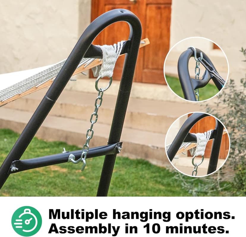 Universal 2 Person Hammock Stand Only, 600 lbs Capacity, Adjustable Heavy Duty Powder-Coated Steel Stand, Multi-Use, Fits 9ft to 14ft Hammocks, XXL Size (Black)