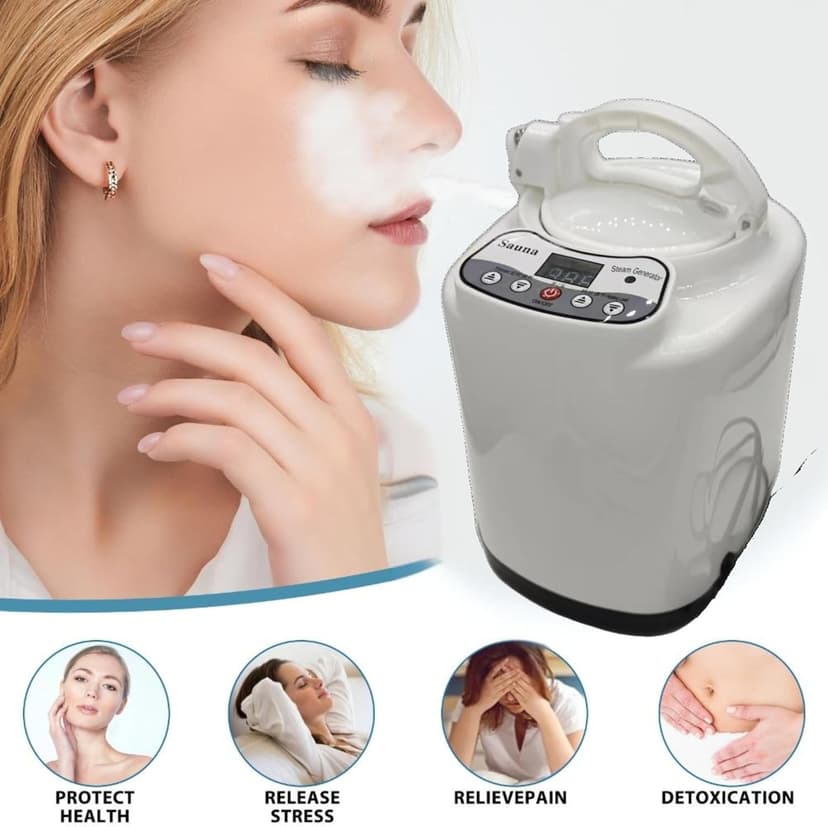 3L Sauna Steamer, Fcc Certified 3L & 1000W Steam Generator, Sauna Steamer Machine with Remote Control, Portable Sauna Steamer with Sturdy Lid and Explosion-Proof Interior, Black