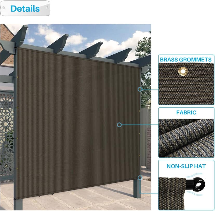 Patio Paradise 10' x 12' Pergola Canopy Replacement Cover Shade Cloth with Grommets Weighted Rods Outdoor Sun Shade Screen UV Block for Gazebo Backyard Deck Porch Balcony, Brown