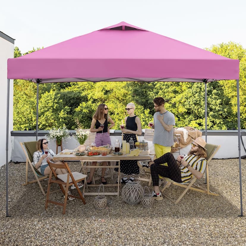 GDY 10'x10' Pop Up Canopy Tent, Outdoor Canopy Tent, Commercial Instant Gazebos, Portable Shelter Canopies, for Patio/Outdoor/Wedding Parties and Events,(Pink).