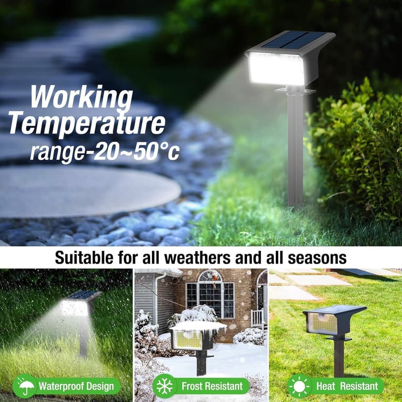 Nipify Solar Spot Lights Outdoor Motion Sensor, [6 Pack/62 LED]3 Modes Solar Landscape Spotlights Outdoor Waterproof, 2-in-1 Solar Lights Outdoor Wall Lights for Yard Garden Patio Pathway, Cool White