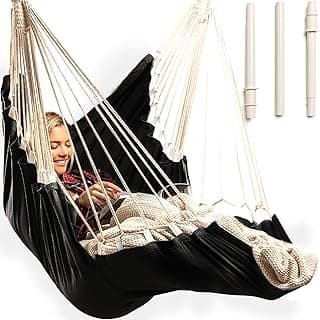 Indoor Hammock Chair Swing - Hanging Hammock Swing Chair - Indoor/Outdoor - Hanging Chairs for Bedroom, Patio, Porch, Swinging Chair Hammock for Adults - Built-In Footrest - Spacious Full Body Support