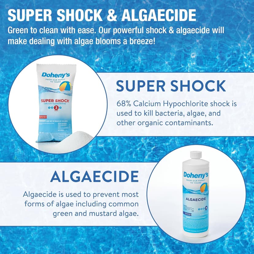 Doheny's Ultimate Pool Opening Start-Up Kit | Includes Metal Out, Spring Control, Clarifier & Super Shock | Prevents Stains, Rust & Scale | Free Test Strips | Pro-Grade Pool Chemicals