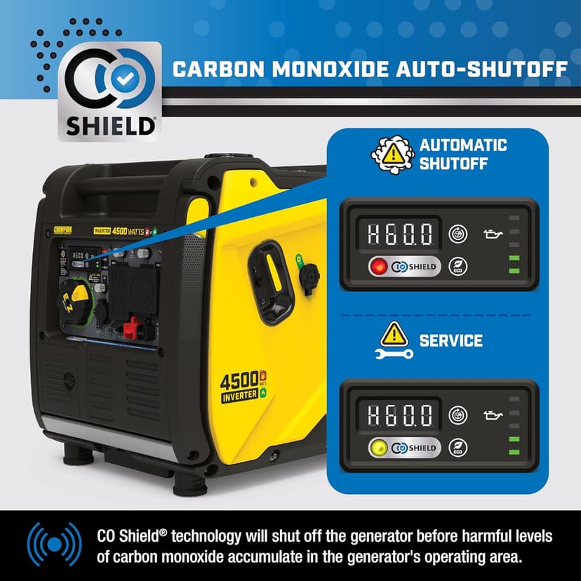 Champion Power Equipment 4500-Watt Electric Start Dual Fuel RV Ready Portable Inverter Generator with Quiet Technology and CO Shield