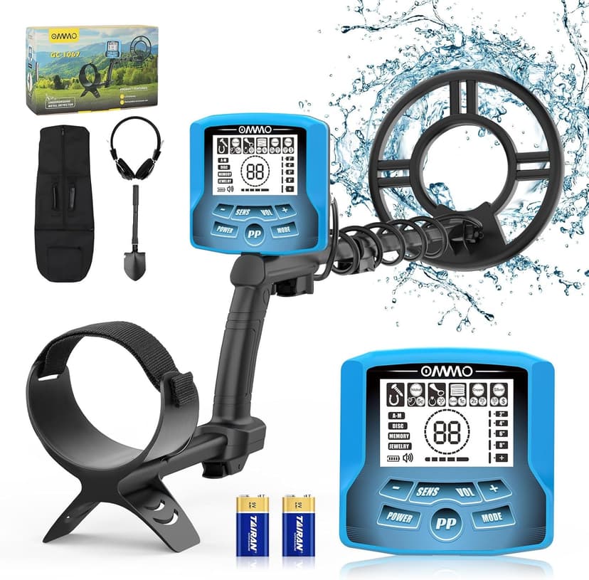 OMMO Metal Detector for Adults With Adjustable Stem, 5 Detection Modes, Higher Accuracy Gold Detector, IP68 Waterproof Coil for Detecting Treasure