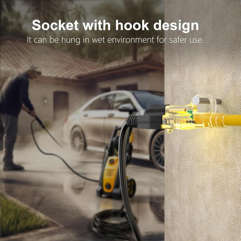 HUANCHAIN 12/3 Gauge Heavy Duty Outdoor Extension Cord 100 ft Waterproof with Lighted end, Flexible Cold-Resistant 3 Prong Electric Cord Outside, 15Amp 1875W 12AWG SJTW, Yellow, ETL