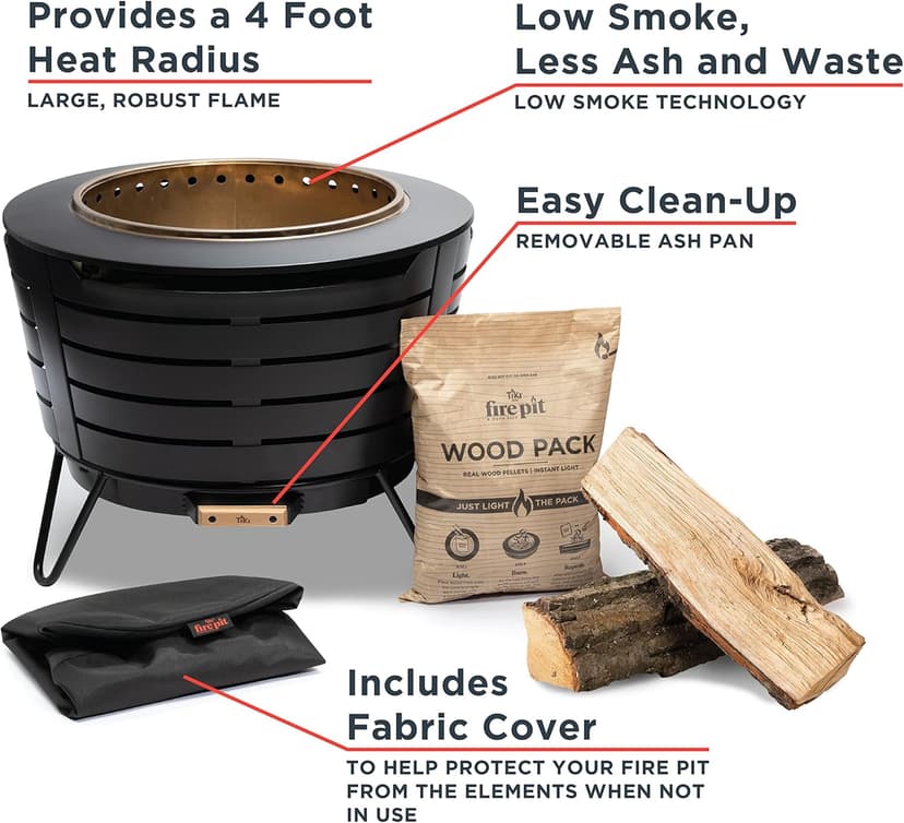 25-Inch Smokeless Patio Fire Pit, Wood Burning with Removable Ash Pan & Weather-Resistant Cover, Modern Black Design – Ideal Outdoor Smokeless Fire Pit for Backyard & Patio