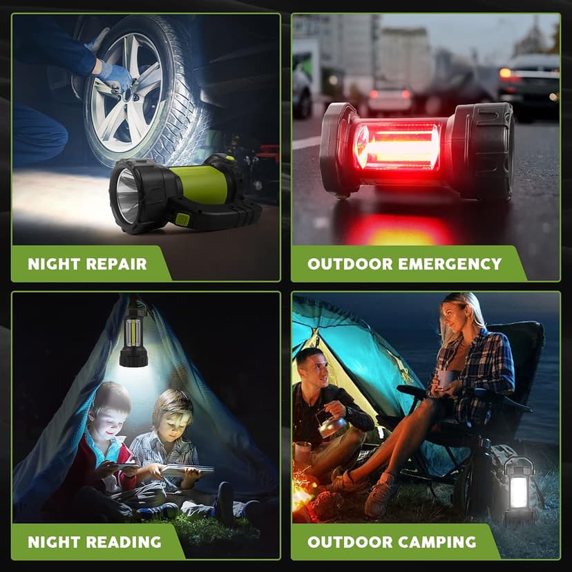 Camping Lantern Rechargeable, AlpsWolf LED Flashlight Spotlight Lantern with 800LM, 3600 Capacity Battery Powered, Portable Bright Camping Light for Emergency, Outdoor Hiking, Power Outages