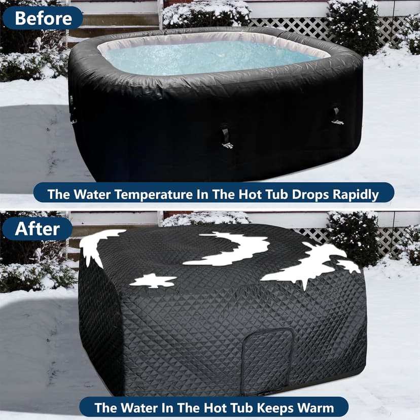 Tlswshsy 72''x27'' Square Insulated Inflatable Hot Tub Thermal Cover, Energy Efficient Hot Tub Cover with Zipper Door, Inflatable Hot Tub Full Coverage for Keeping Warm Extra Insulation and Dustproof