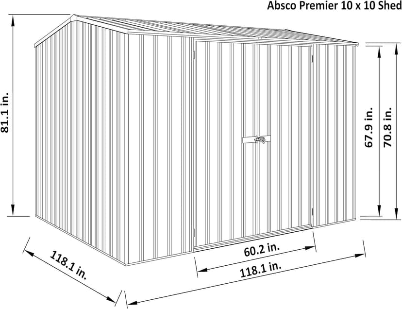 Premier Storage Sheds, 10'x10' Metal Garage, DIY Backyard Shed, Utility Tool Storage, Weather & Wind Resistant Aluminum Panels & Steel Frame, Maintenance-Free, 12 Year Warranty, Woodland Gray