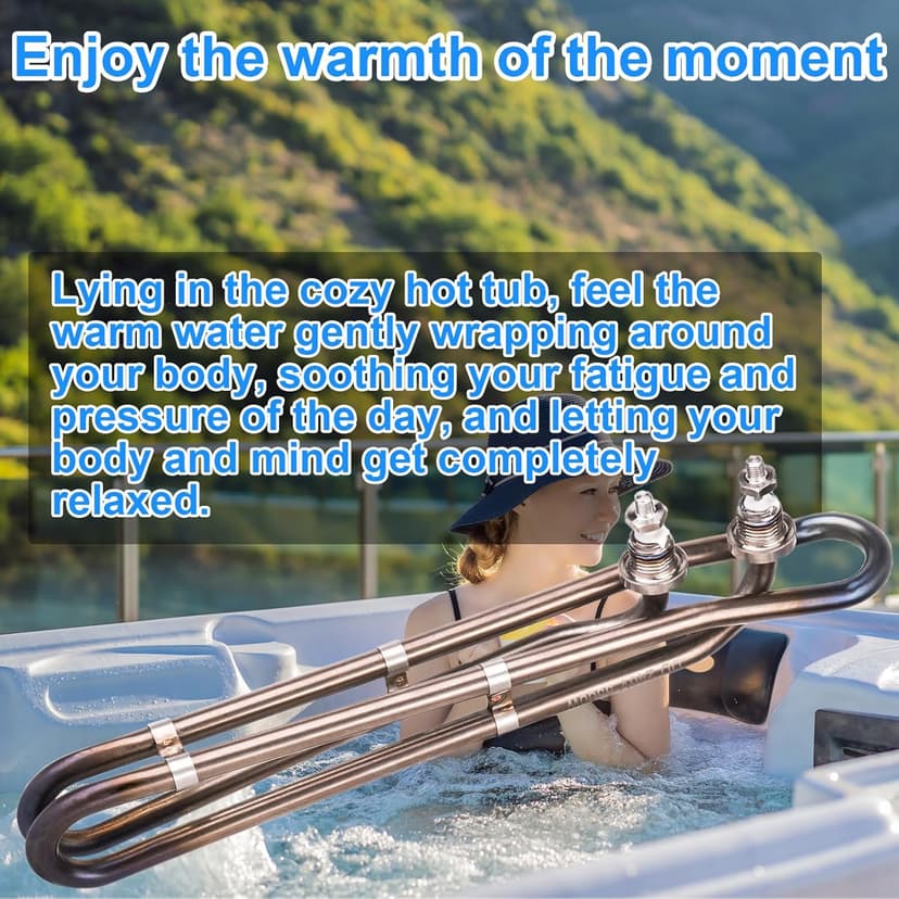 5.5kw Titanium Hot Tub Heater Element for Balboa Spa Heater Element，Flo-Thru Universal Hot Tub Heater Replacement Element（10 in）